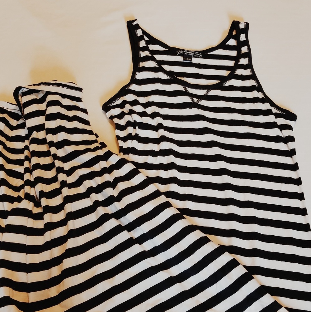 American Living Black And White Striped Maxi Dress